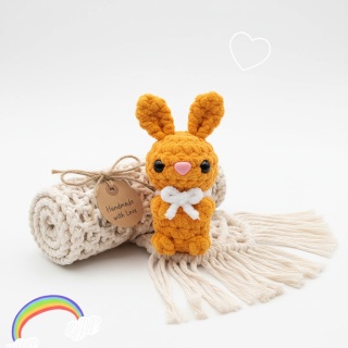 Króliczek Szydełkowy Wielkanocny 12cm Pomarańczowy Pluszowy Handmade