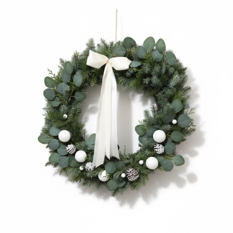 Wieniec Świąteczny Bożonarodzeniowy 60cm Jodła Sztuczna Dekoracja Drzwi