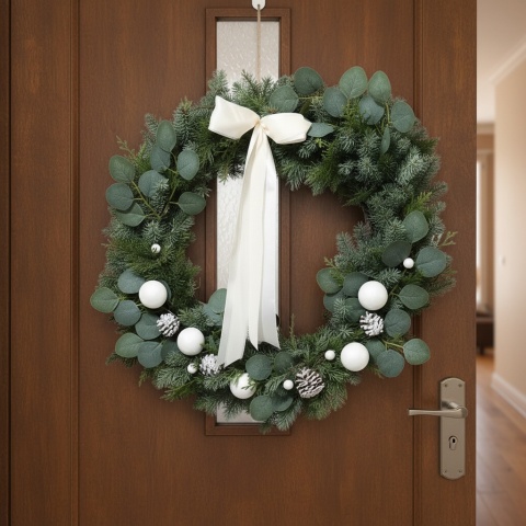 Wieniec Świąteczny Bożonarodzeniowy 60cm Jodła Sztuczna Dekoracja Drzwi