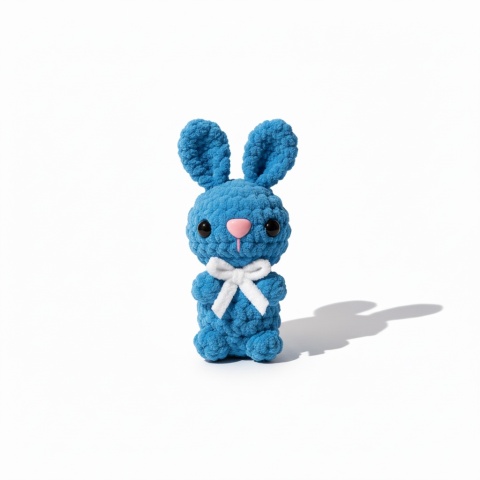 Króliczek Szydełkowy Wielkanocny 12cm Niebieski Pluszowy Handmade